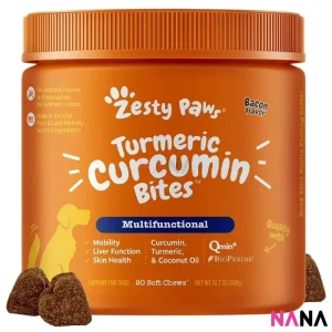 Zesty Paws Turmeric Curcumin Bites - Bacon Flavor 90 Soft Chews